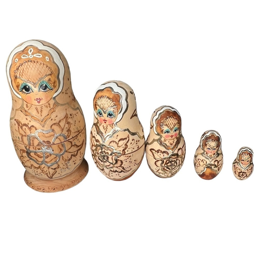 Vintage Wooden Stacking Dolls Hand Painted (5)